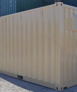 20' CONTAINER CUSTOM STORAGE CLIMATE CONTROLLED: NEW STD WALK-THROUGH CLIMATE (110V PLUG IN, LED LIGHT, THERMOSTAT CONTROLLED WINDOW UNIT CLOSED CELL SPRAY FOAMED AND PAINTED WHITE