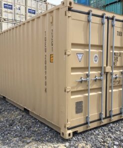 20' CONTAINER NEW (1 TRIP), STANDARD 8'6" TALL, BUTTERSTICK IN COLOR, 2 DOOR, FORK POCKETS, LOCK BOXES & STD HANDLE
