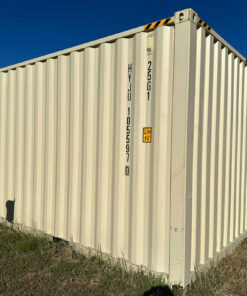 20' CONTAINER NEW (1 TRIP) HIGH CUBE 9' 6" TALL, LIGHT IVORY 2 DOOR , FORK POCKETS & LOCK BOXES STD HANDLES